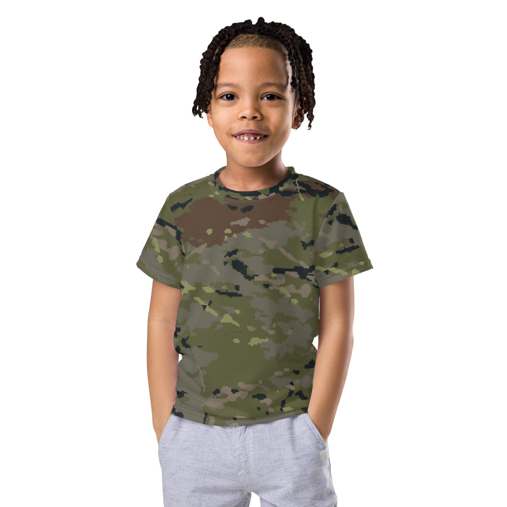 Spanish M09 Ejercito Pixelado Boscoso (Woodland) CAMO Kids crew neck t-shirt - 2T - Crew Neck T-shirt