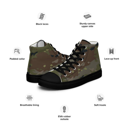 Spanish M09 Ejercito Pixelado Boscoso (Woodland) CAMO Men’s high top canvas shoes - Mens High Top Canvas Shoes