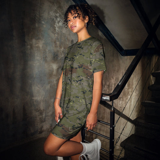 Spanish M09 Ejercito Pixelado Boscoso (Woodland) CAMO T-shirt dress - 2XS - Womens T-Shirt Dress