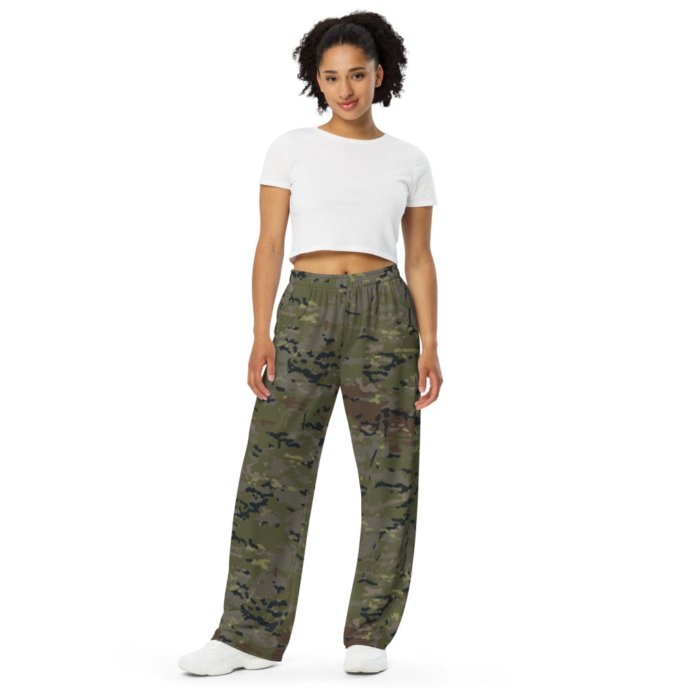 Spanish M09 Ejercito Pixelado Boscoso (Woodland) CAMO unisex wide-leg pants - Unisex Wide-Leg Pants