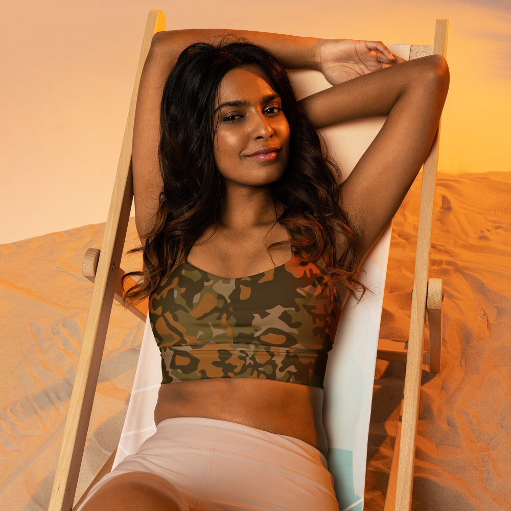 Spanish Sahara CAMO Longline sports bra - Womens Sports Bra