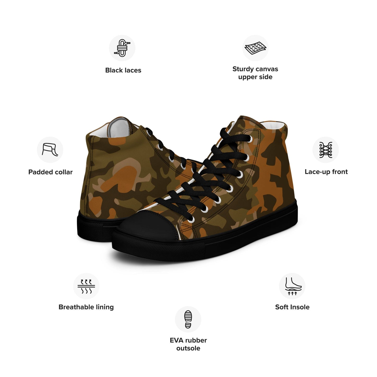 Spanish Sahara CAMO Mens high top canvas shoes - High Top Canvas Shoes
