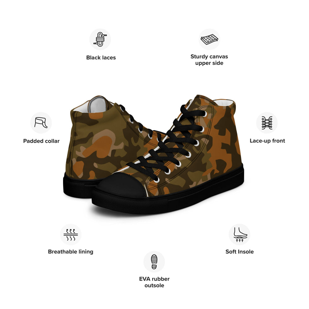 Spanish Sahara CAMO Men’s high top canvas shoes - Mens High Top Canvas Shoes