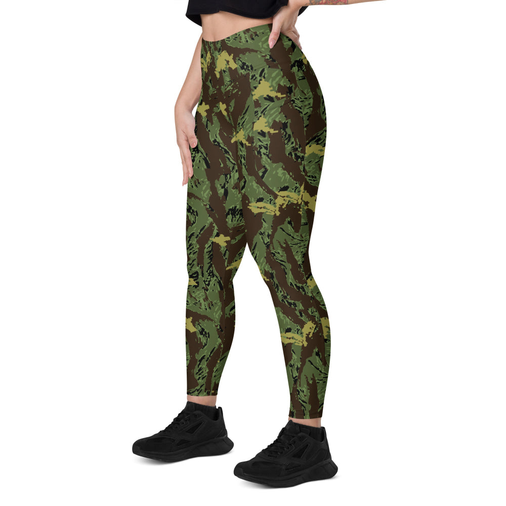 Special Purpose Canopy Tiger Stripe CAMO Leggings with pockets - Womens With Pockets