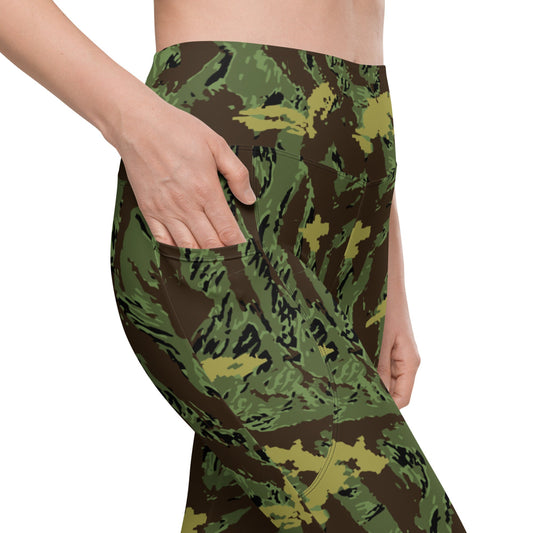 Special Purpose Canopy Tiger Stripe CAMO Leggings with pockets - Womens With Pockets