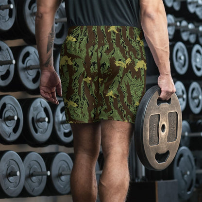 Special Purpose Canopy Tiger Stripe CAMO Men’s Athletic Shorts - Mens Athletic Shorts