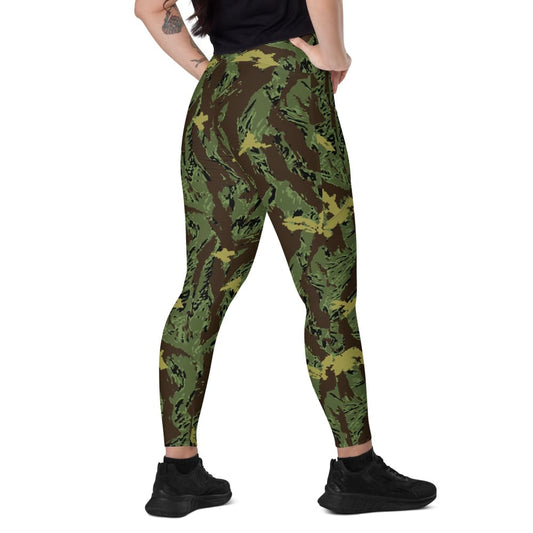 Special Purpose Canopy Tiger Stripe CAMO Women’s Leggings with pockets - 2XS - Womens Leggings With Pockets