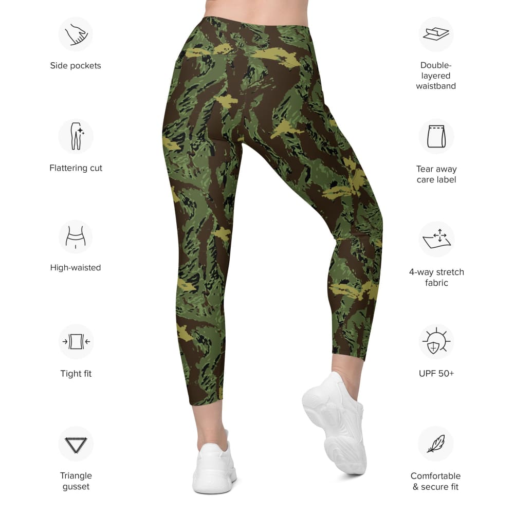 Special Purpose Canopy Tiger Stripe CAMO Women’s Leggings with pockets - Womens Leggings With Pockets