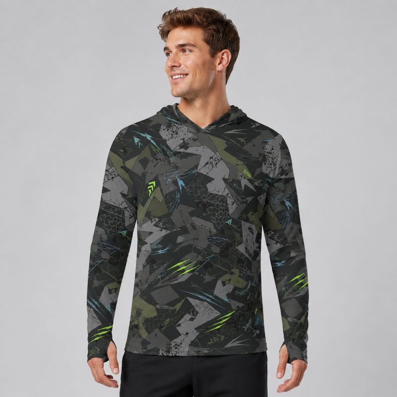 Spider Wall Reflex CAMO Mens Sunscreen Sports Hoodie With Thumb Holes - S / White