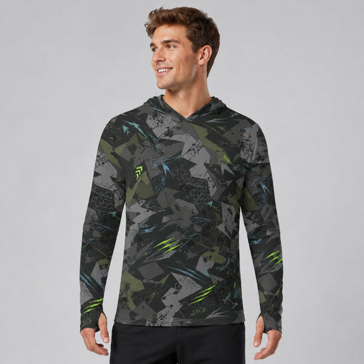 Spider Wall Reflex CAMO Mens Sunscreen Sports Hoodie With Thumb Holes - S / White