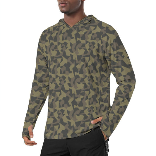 Stalker ISPF CAMO Mens Sunscreen Sports Hoodie With Thumb Holes - S / White