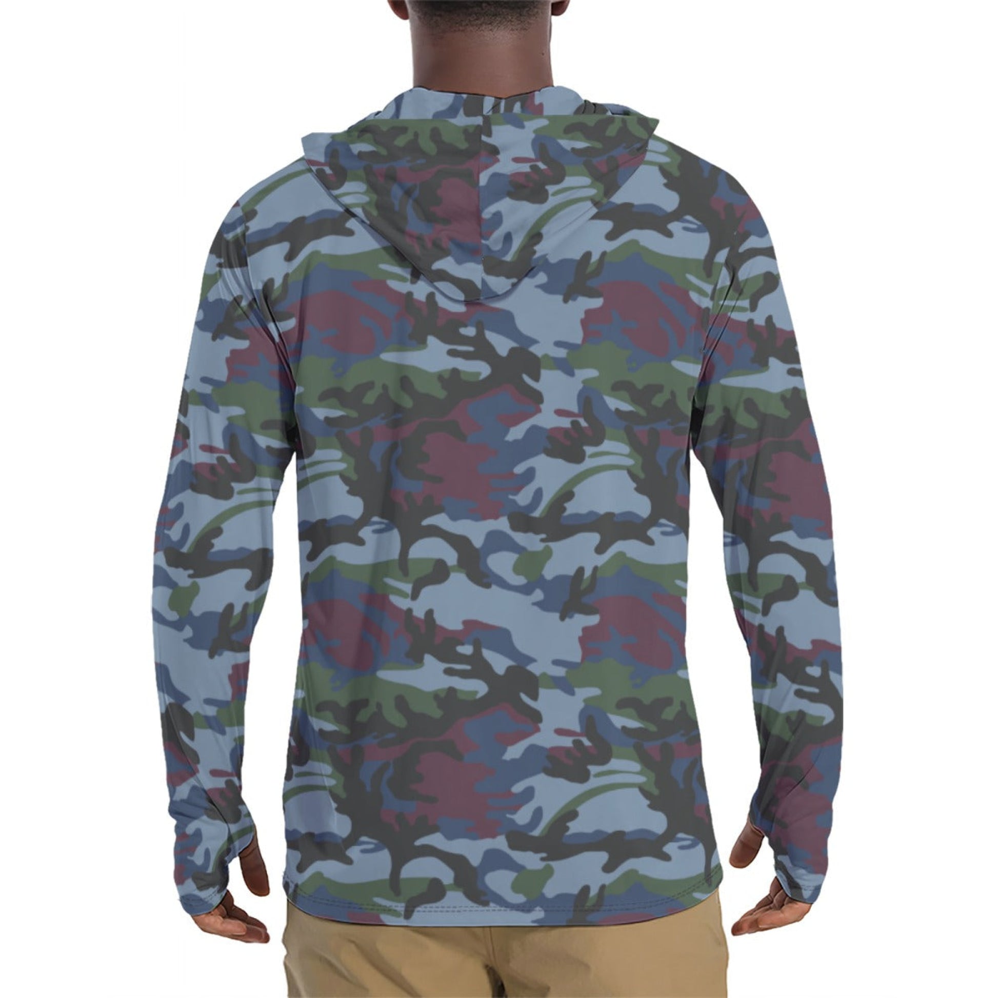 Street Fighter Allied Nations Movie CAMO Mens Sunscreen Sports Hoodie With Thumb Holes