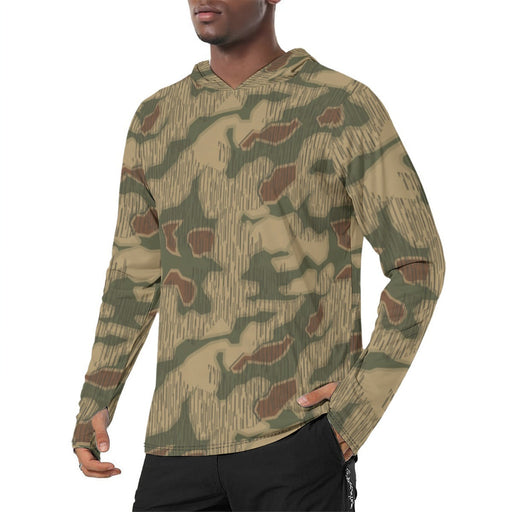 Sumpfmuster Where Eagles Dare CAMO Mens Sunscreen Sports Hoodie With Thumb Holes - S / White