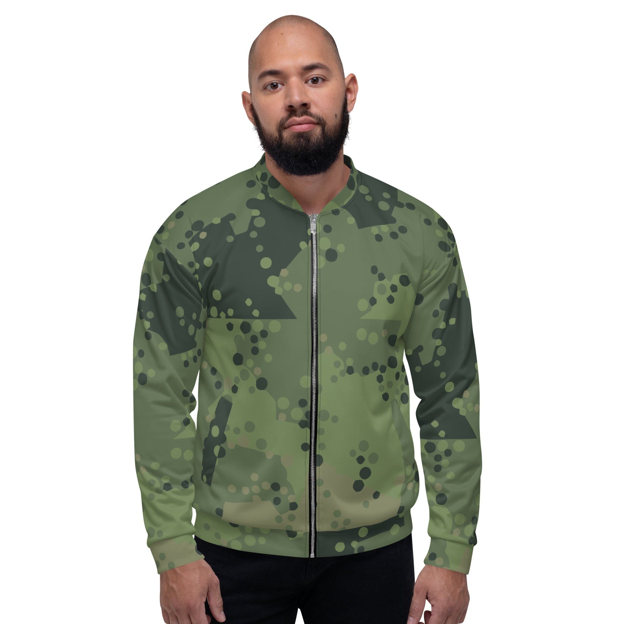 Bedstuyfly deals Men's Multi Color Green Camo Bomber Jacket Size Large