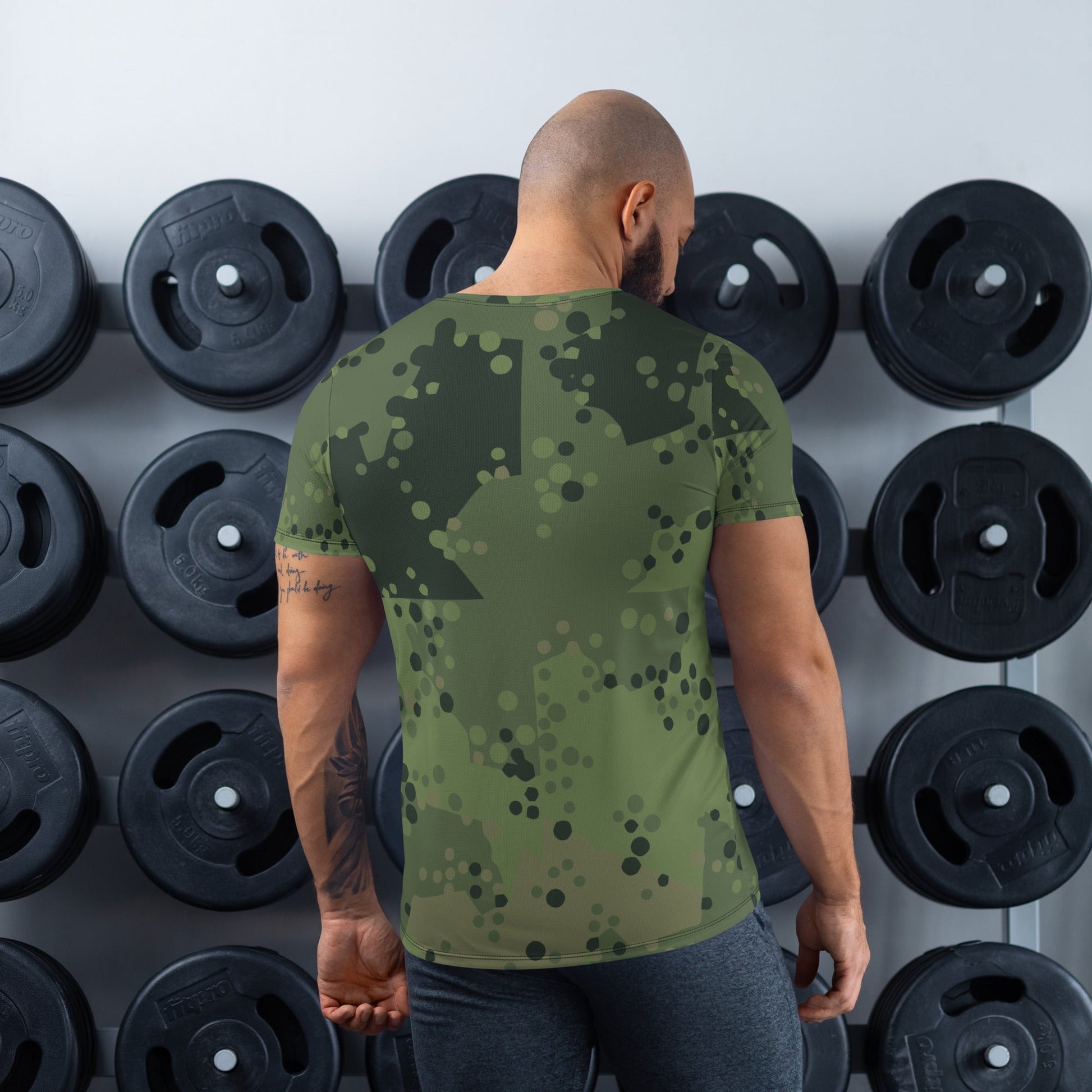 Swedish Barracuda Woodland CAMO Mens Athletic T-shirt - T-Shirts