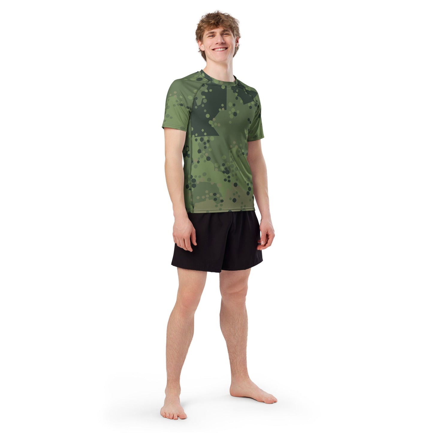 Swedish Barracuda Woodland CAMO short-leeve mens rash guard