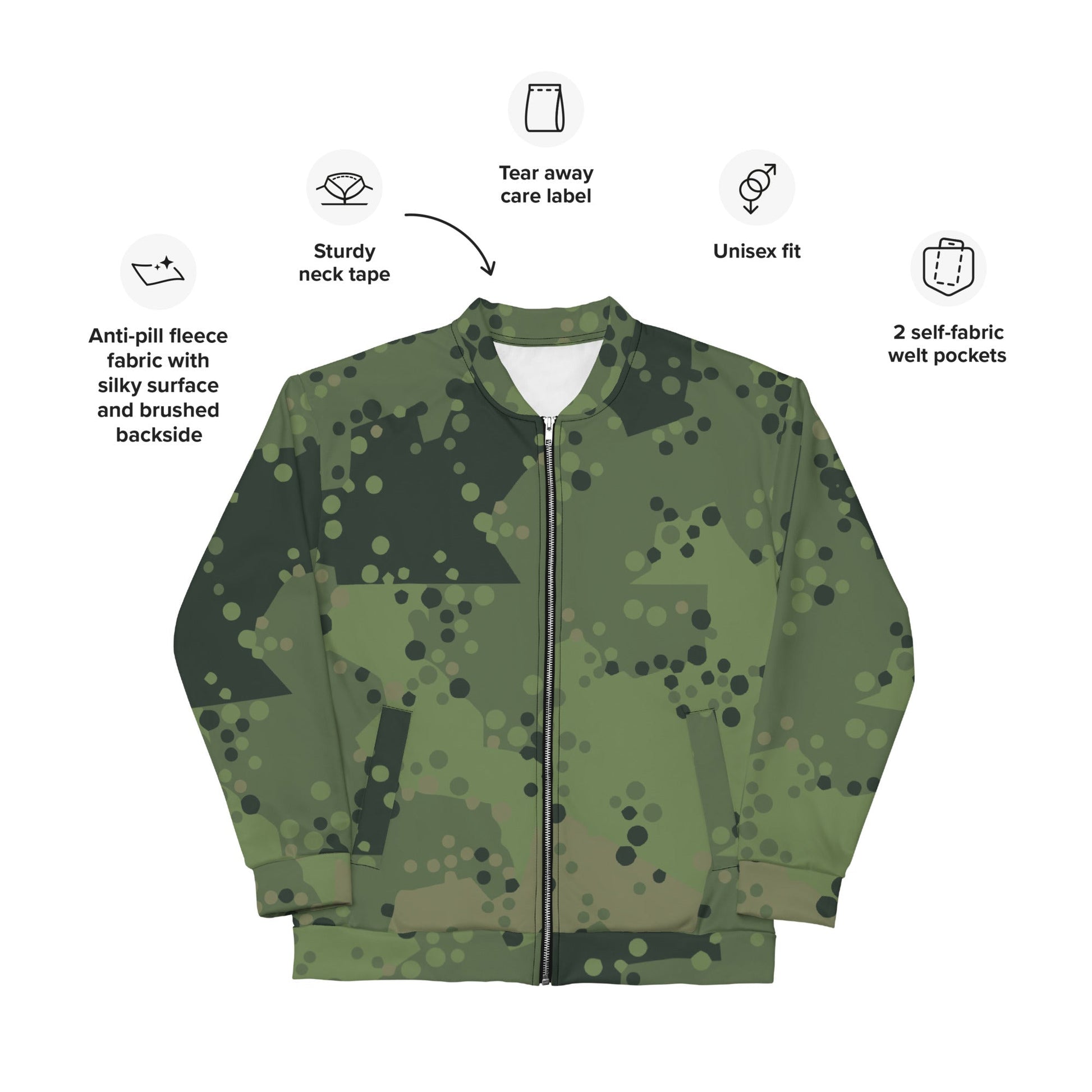 Swedish Barracuda Woodland CAMO Unisex Bomber Jacket - Jackets