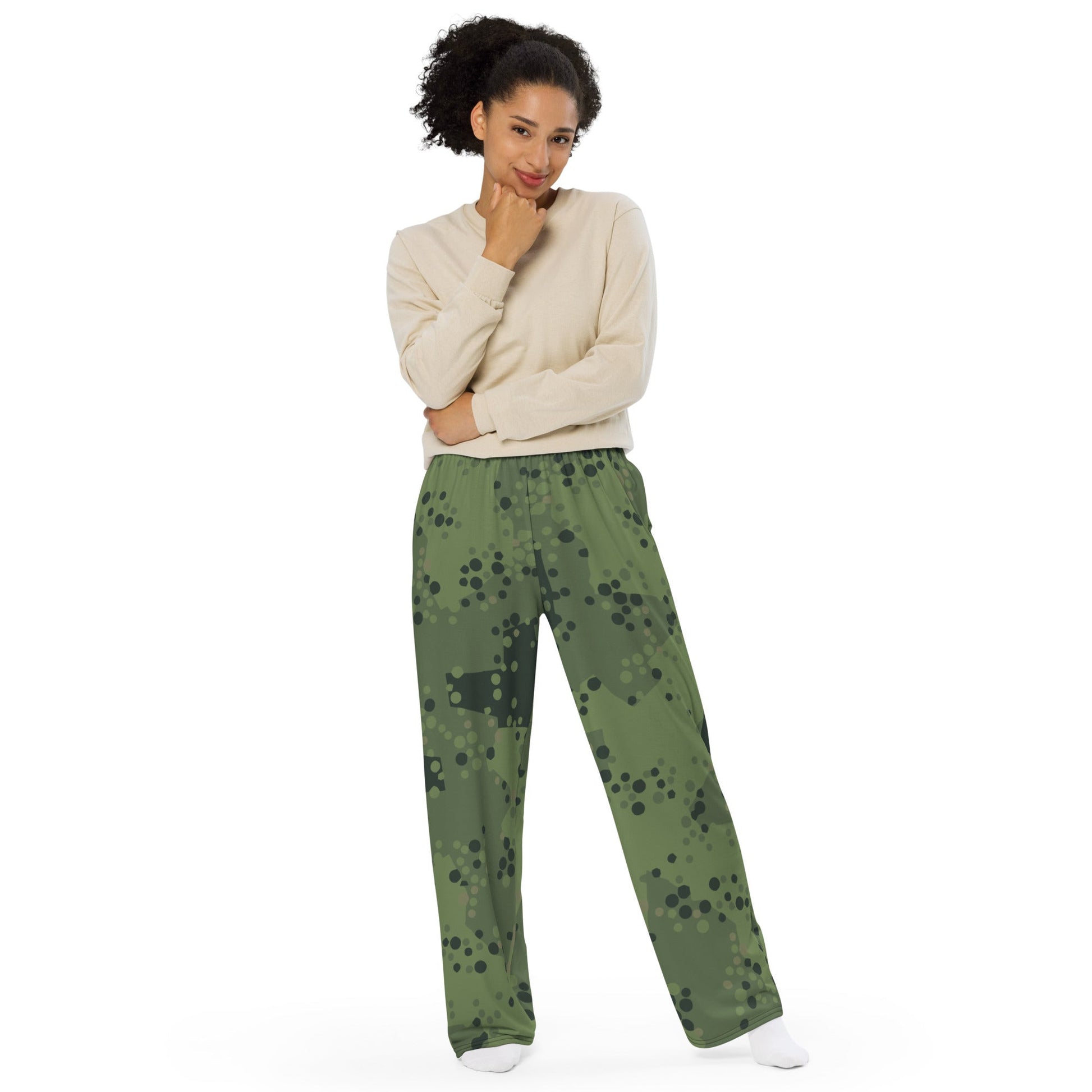 Swedish Barracuda Woodland CAMO unisex wide leg pants Wide Pants