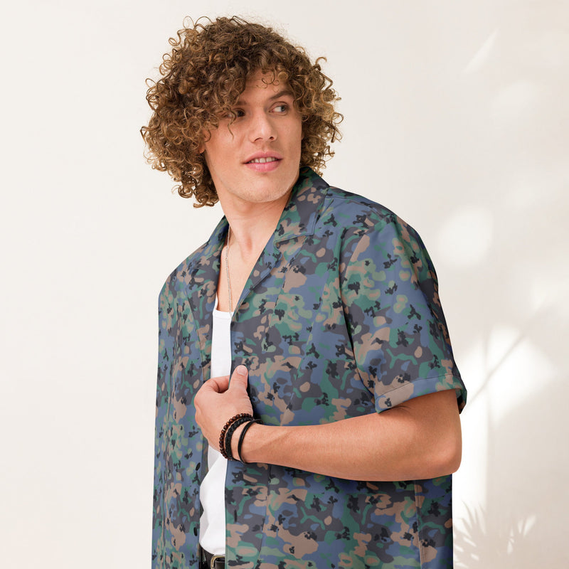 Flecktarn Experimental Swedish CAMO Unisex Short-Sleeve Button Shirt - Button-Up
