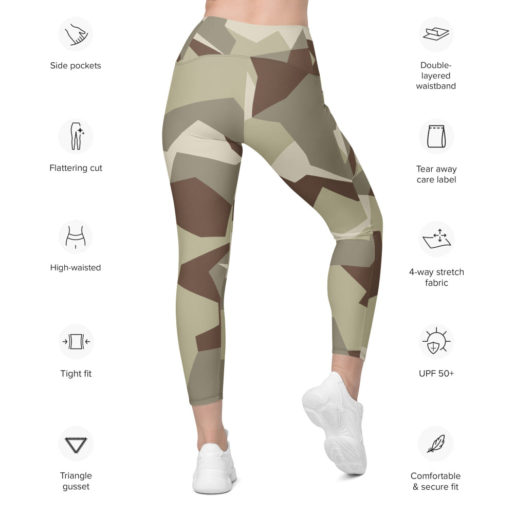 Swedish M90 Desert CAMO Leggings with pockets - Womens With Pockets