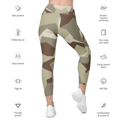 Swedish M90 Desert CAMO Leggings with pockets - Womens With Pockets