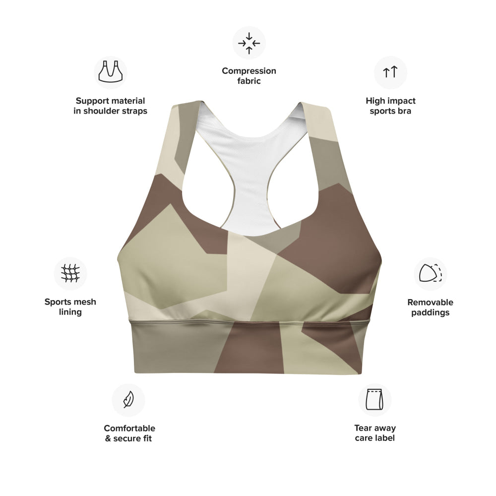 Swedish M90 Desert CAMO Longline sports bra - Womens Sports Bra