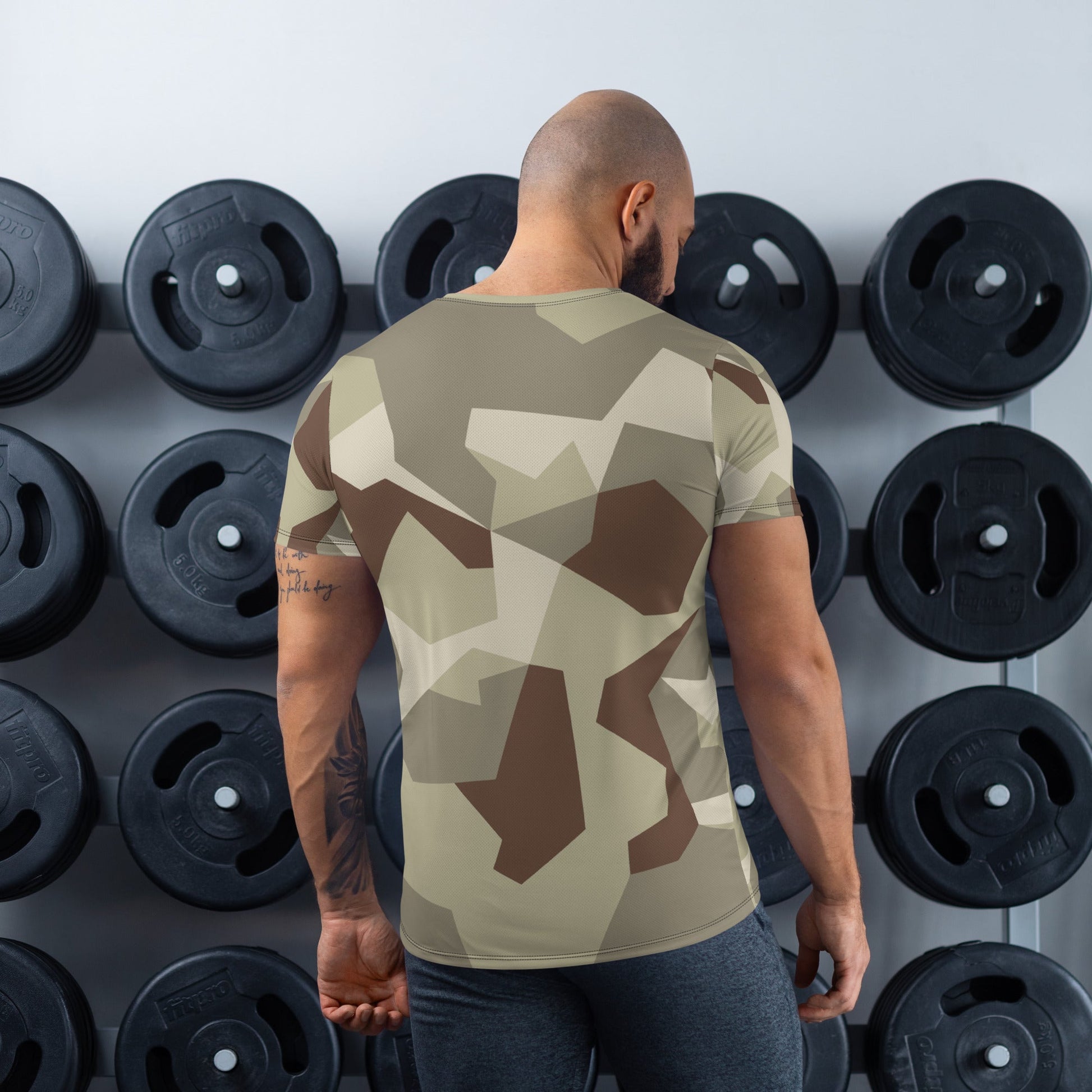 Swedish M90 Desert CAMO Mens Athletic T-Shirt