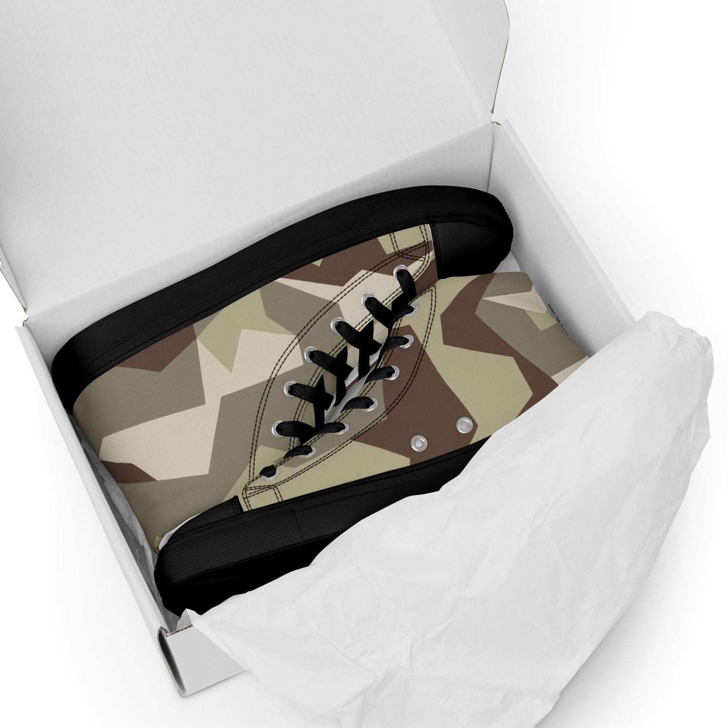 Swedish M90 Desert CAMO Mens high top canvas shoes - High Top Canvas Shoes