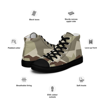 Swedish M90 Desert CAMO Men’s high top canvas shoes - Mens High Top Canvas Shoes