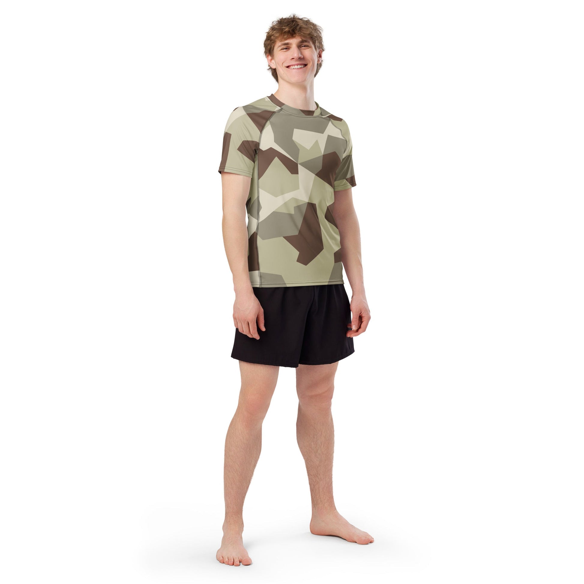 Swedish M90 Desert CAMO Mens Short-Sleeve Rash Guard