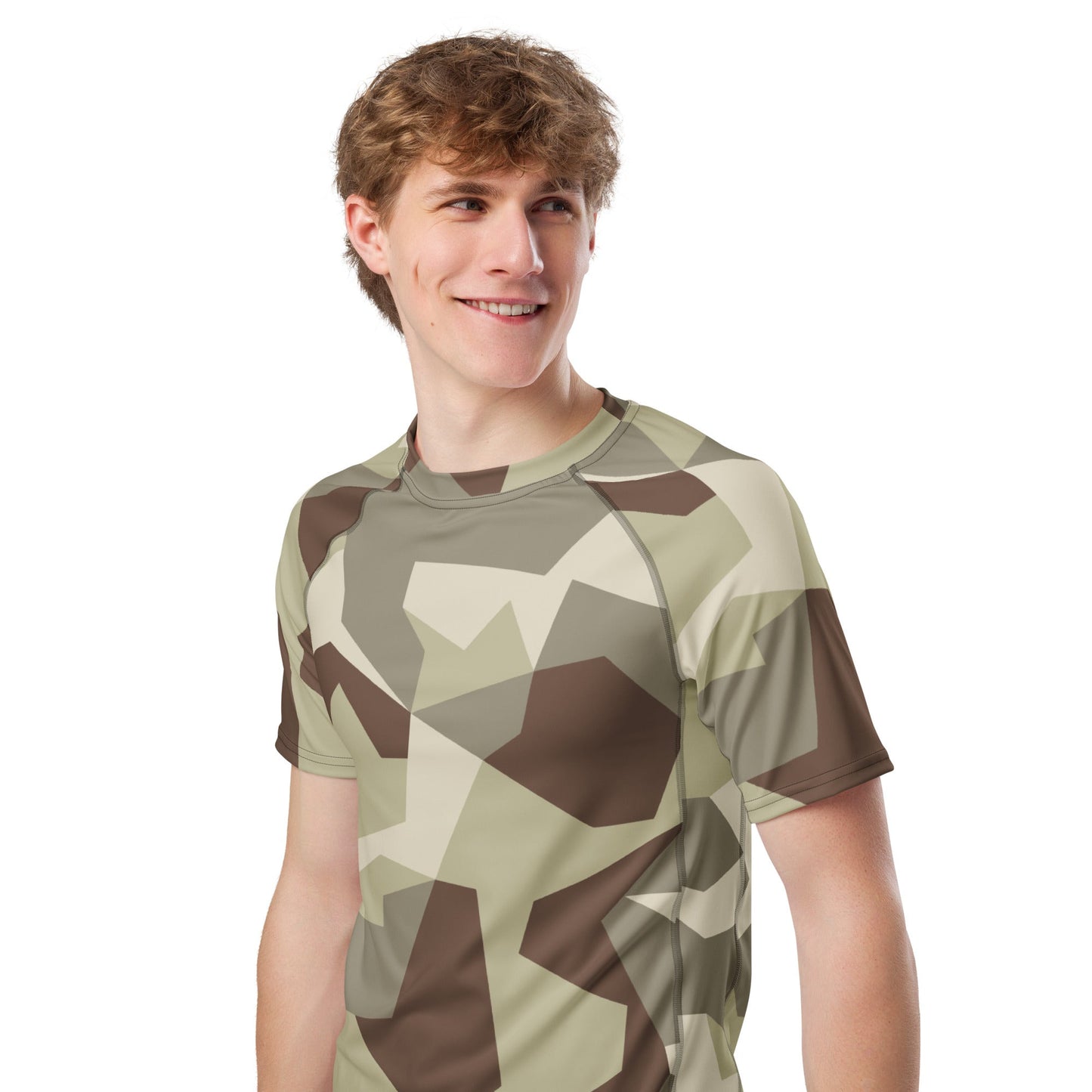 Swedish M90 Desert CAMO Mens Short-Sleeve Rash Guard