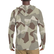 M90 Swedish Desert CAMO Mens Sunscreen Sports Hoodie With Thumb Holes