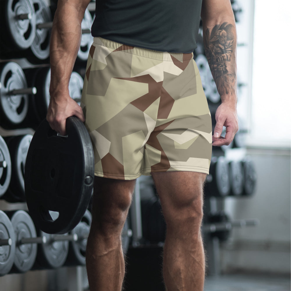 Swedish M90 Desert CAMO Unisex Athletic Long Shorts - XS