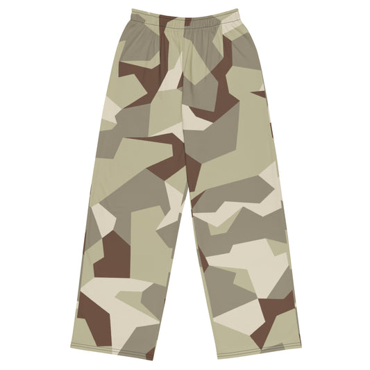 Swedish M90 Desert CAMO unisex wide-leg pants - 2XS - Unisex Wide-Leg Pants