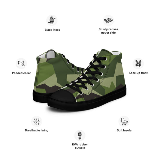 Swedish M90 CAMO Mens high top canvas shoes - High Top Canvas Shoes