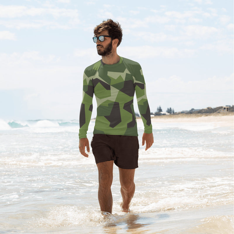 M90 Swedish Woodland CAMO Mens Long-Sleeve Rash Guard - XS