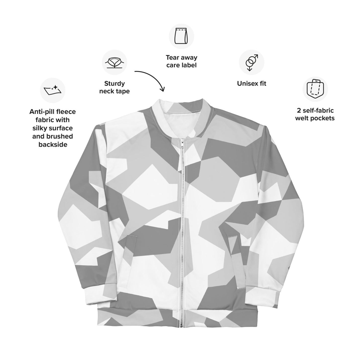 Swedish M90 Snow CAMO Unisex Bomber Jacket - Jackets