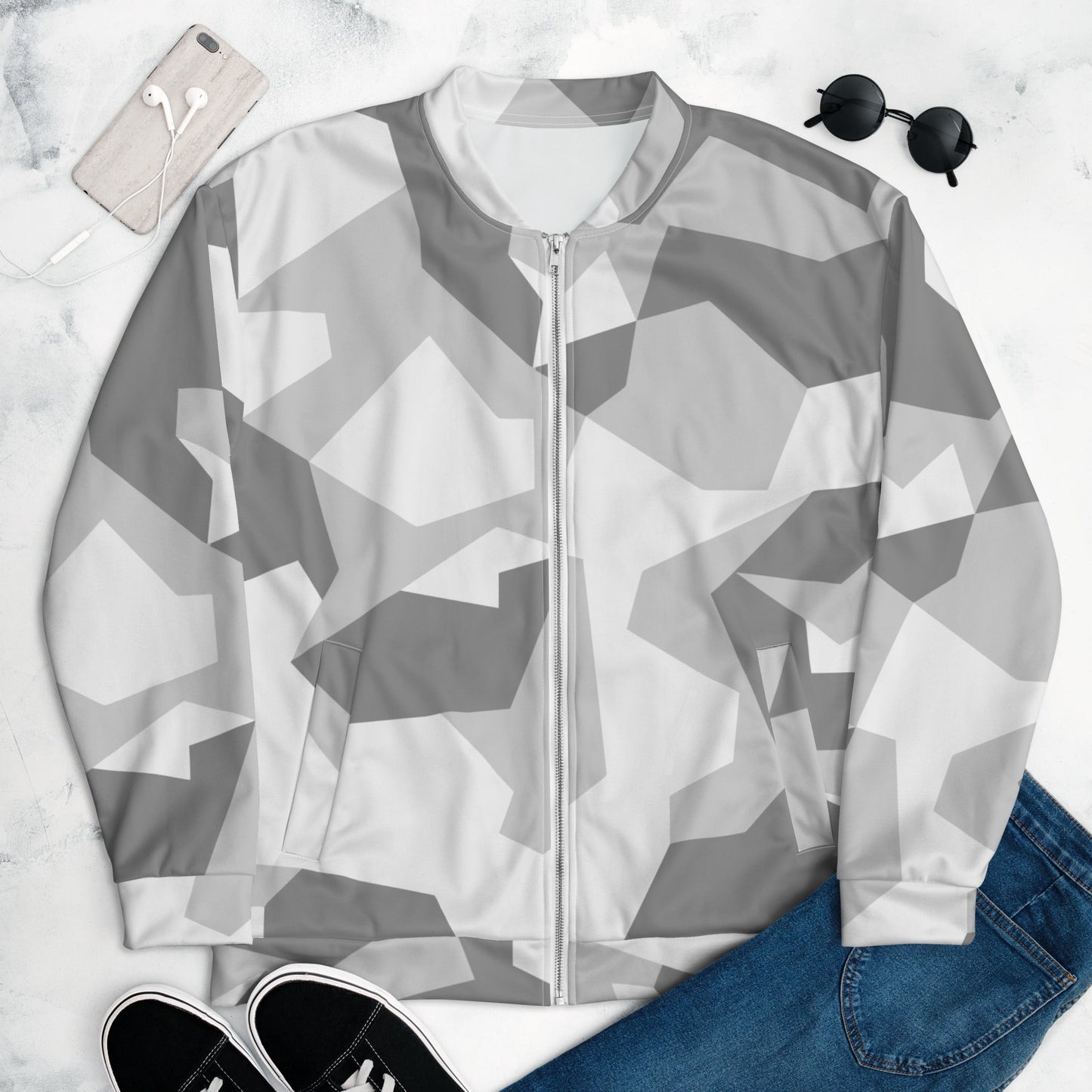 Swedish M90 Snow CAMO Unisex Bomber Jacket - XS - Jackets