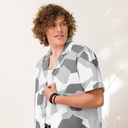 M90 Swedish Snow CAMO Unisex Short-Sleeve Button Shirt - Button-Up