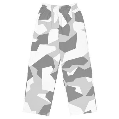 Swedish M90 Snow CAMO unisex wide-leg pants - 2XS - Unisex Wide-Leg Pants