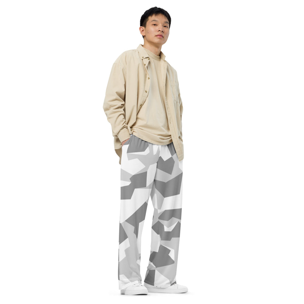 Swedish M90 Snow CAMO unisex wide-leg pants - Unisex Wide-Leg Pants