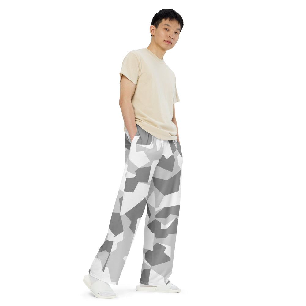 Swedish M90 Snow CAMO unisex wide-leg pants - Unisex Wide-Leg Pants