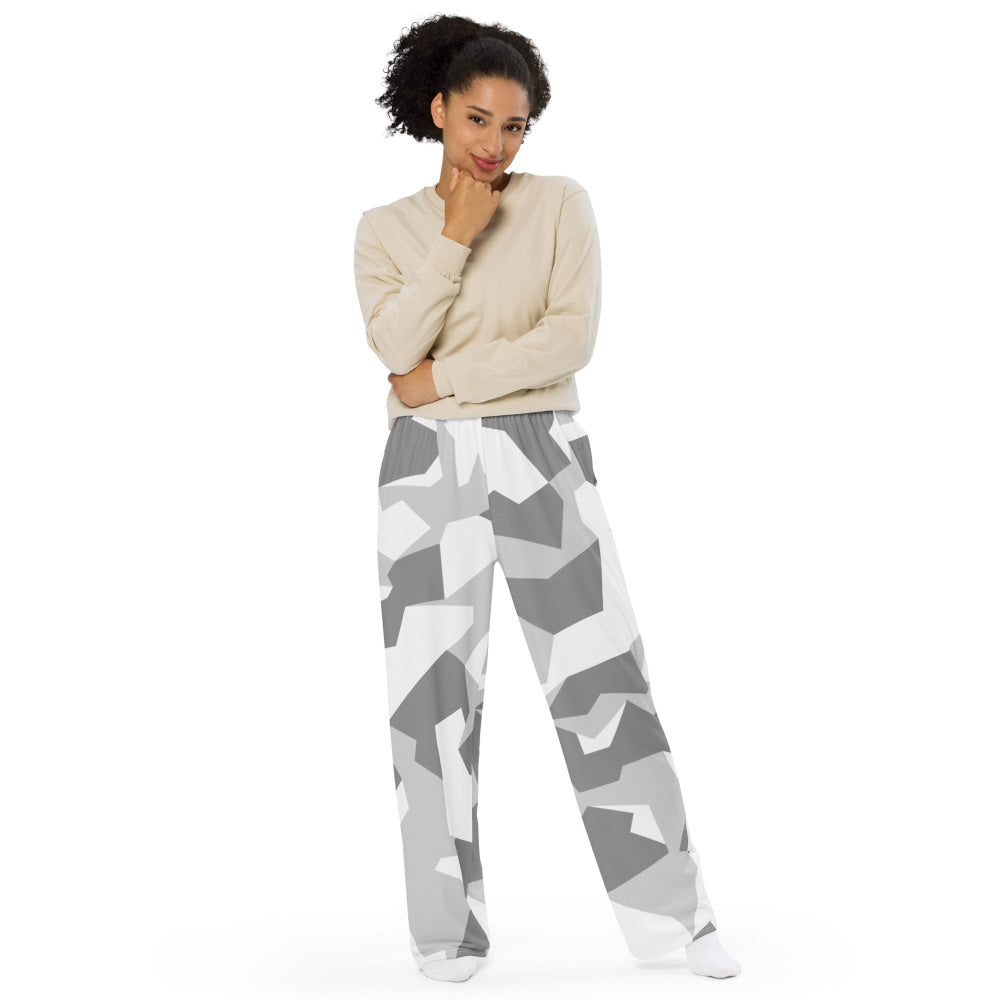 Swedish M90 Snow CAMO unisex wide-leg pants - Unisex Wide-Leg Pants