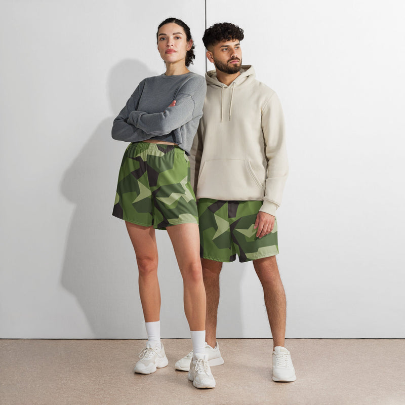 M90 Swedish Woodland CAMO Unisex Athletic Long Shorts