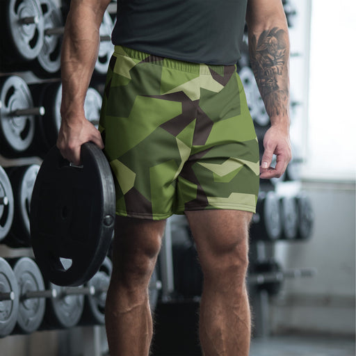 M90 Swedish Woodland CAMO Unisex Athletic Long Shorts - XS