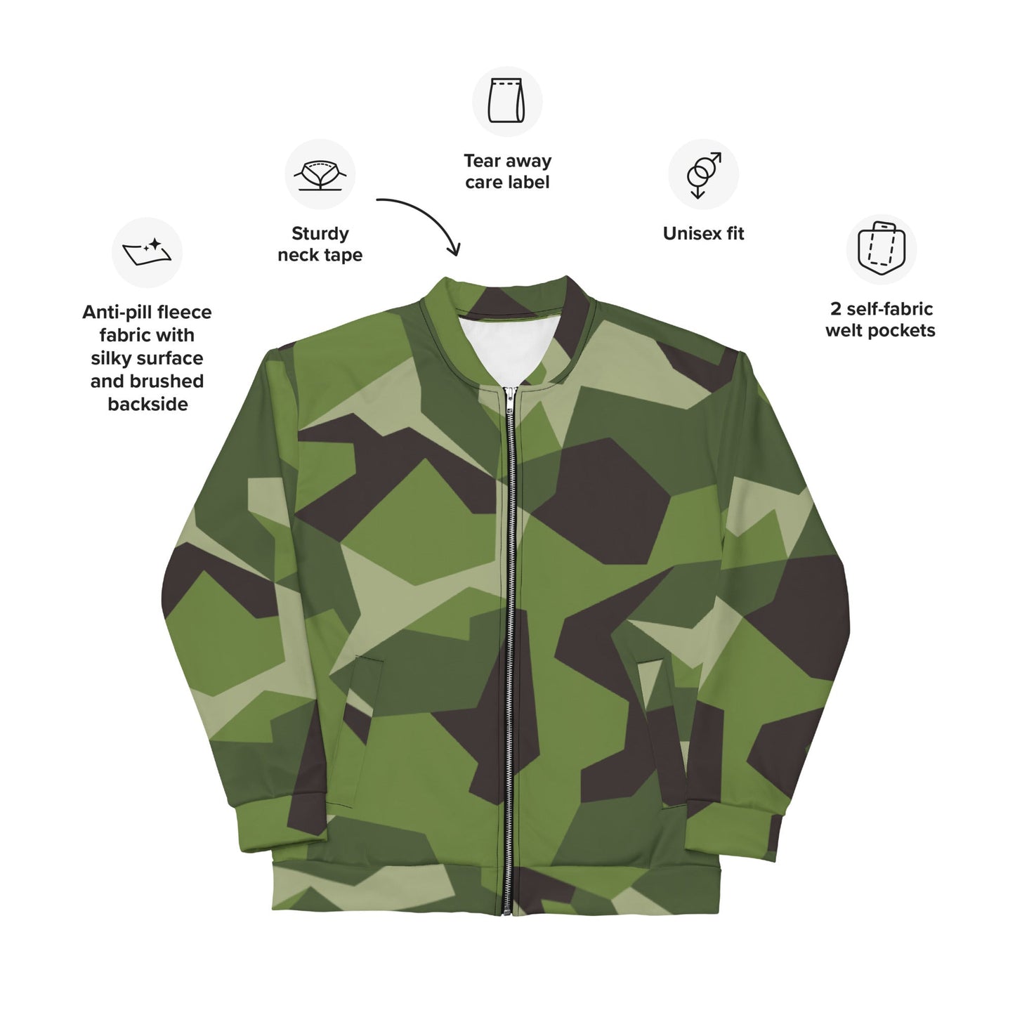 Swedish M90 CAMO Unisex Bomber Jacket - Jackets