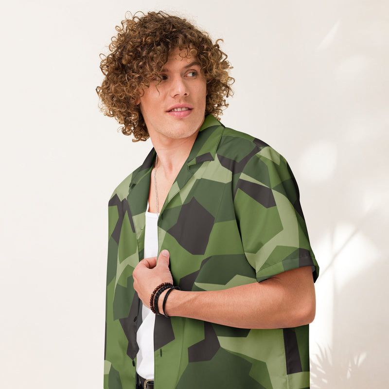 M90 Swedish Woodland CAMO Unisex Short-Sleeve Button Shirt