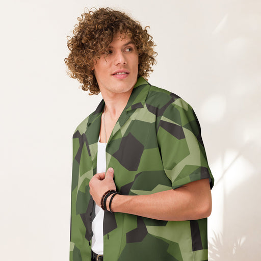 M90 Swedish Woodland CAMO Unisex Short-Sleeve Button Shirt