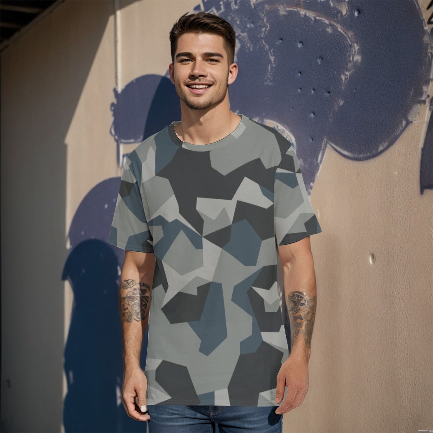 Swedish M90 Urban CAMO Mens 100% Cotton T-Shirt - XS / White - T-Shirts