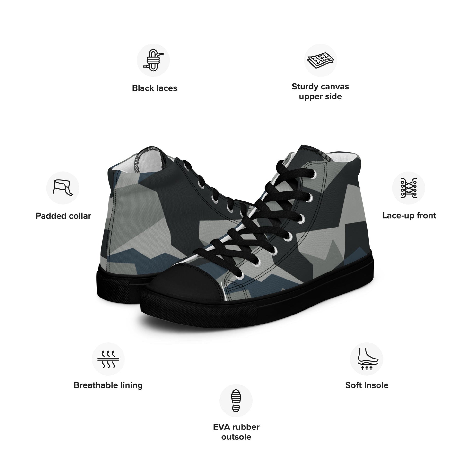 Swedish M90 Urban CAMO Mens high top canvas shoes - High Top Canvas Shoes